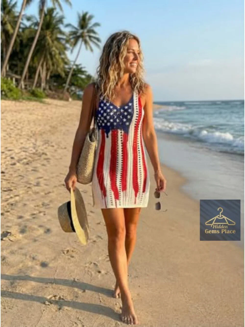 Women's Crochet Swimsuit Coverup Slit Beach Dress Hollow Out Sleeveless